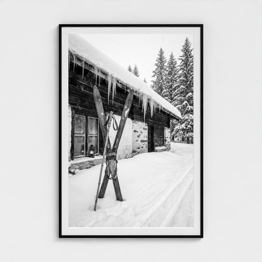 bw-gone-skiing 40x60-black frame frame