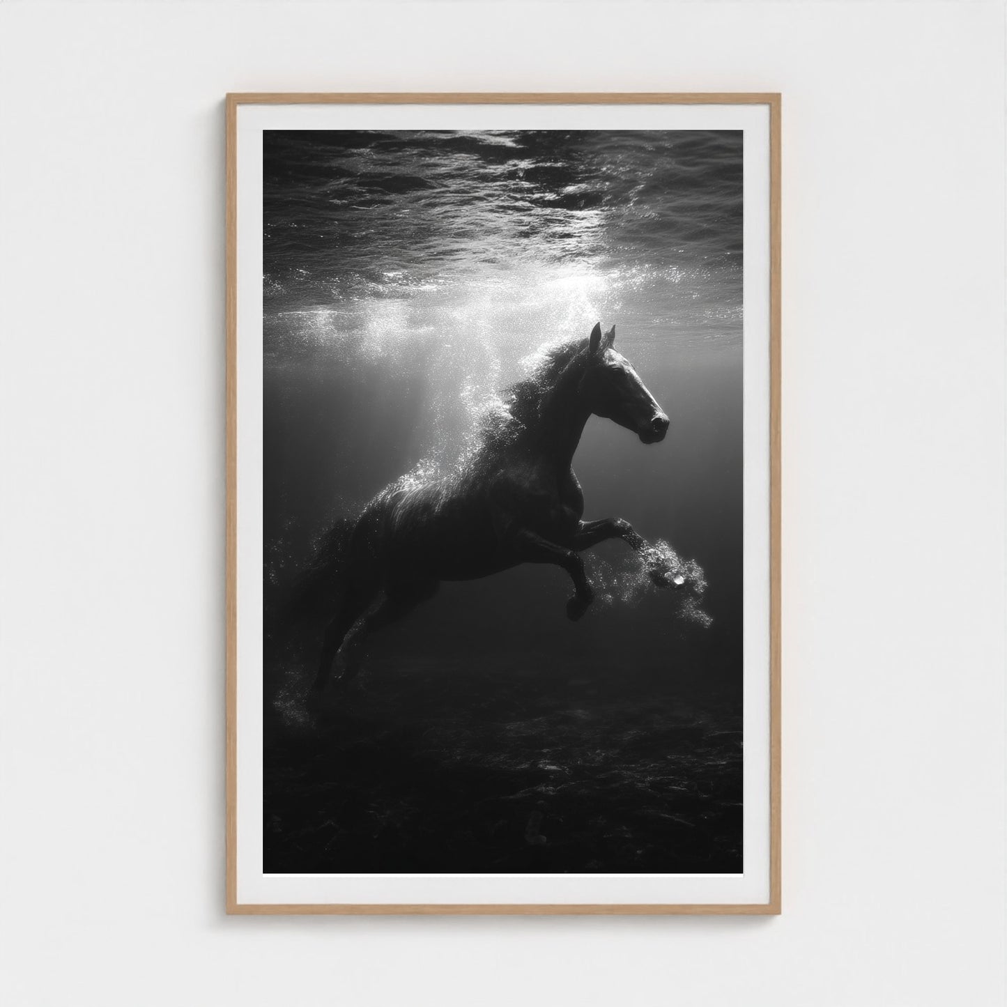 surreal-underwater-scene-of-horse-suspended-mid 40x60-natural frame frame