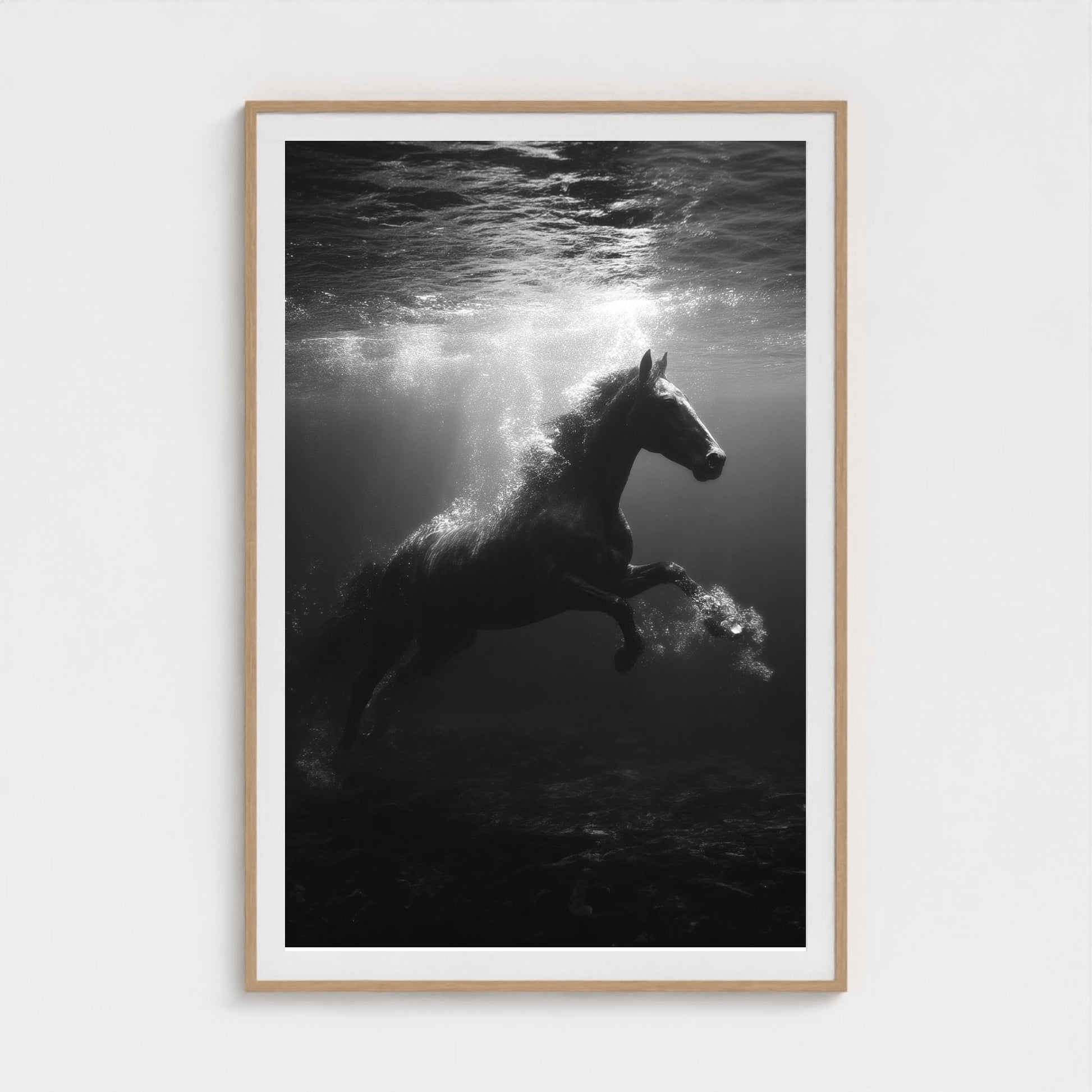 surreal-underwater-scene-of-horse-suspended-mid 40x60-natural frame frame
