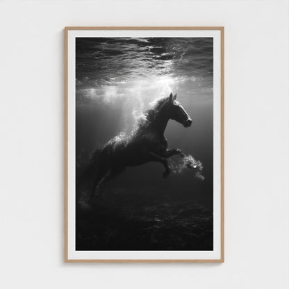 surreal-underwater-scene-of-horse-suspended-mid 40x60-natural frame frame