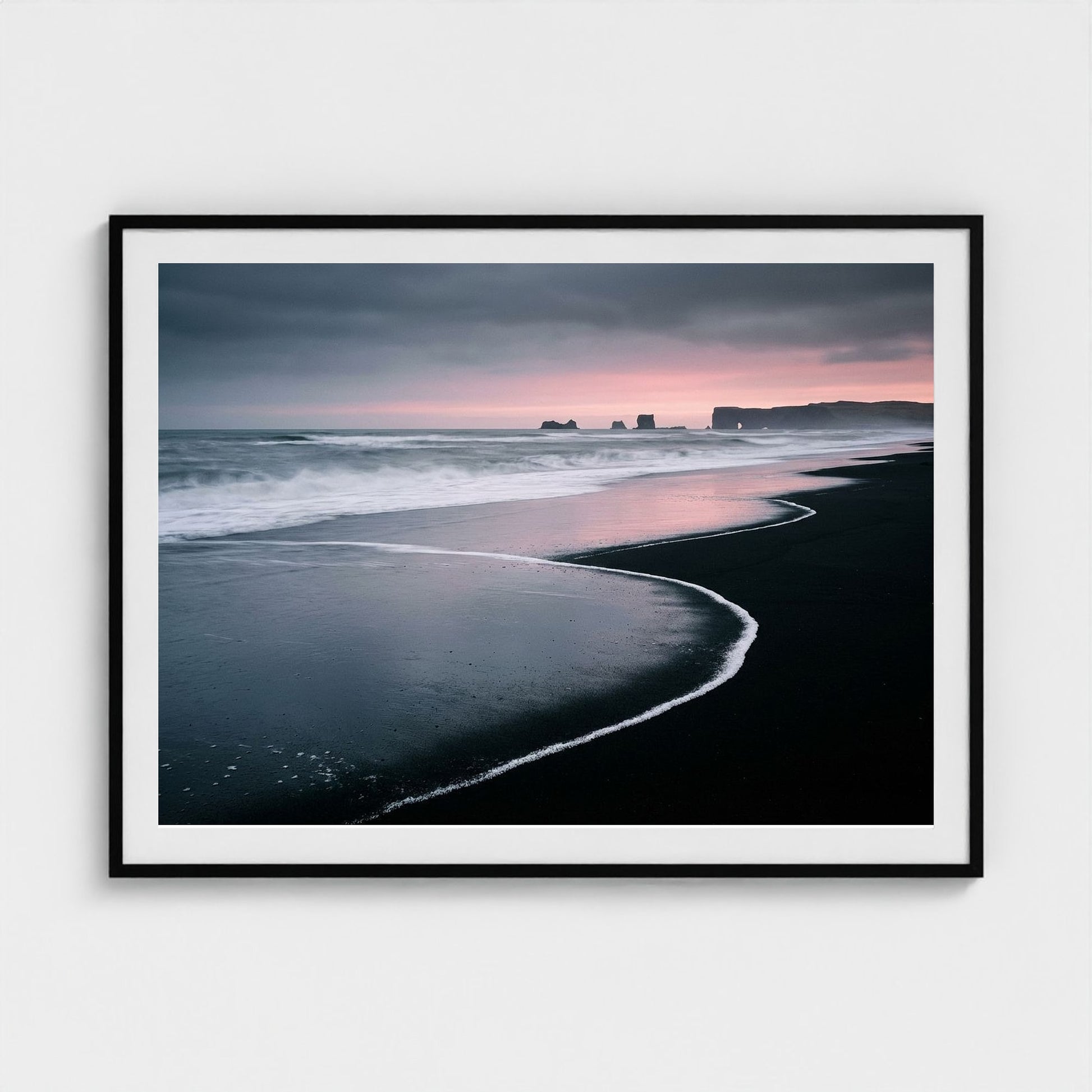 black-shores-dawn 48x36-black frame frame