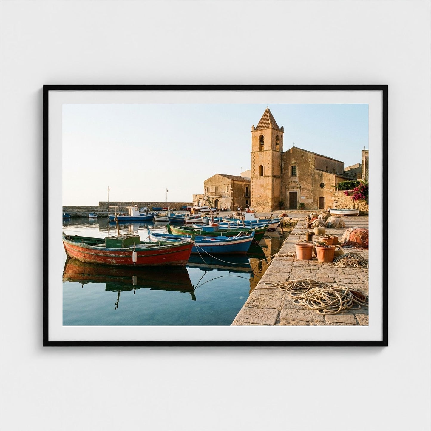 fishing-boats 48x36-black frame frame
