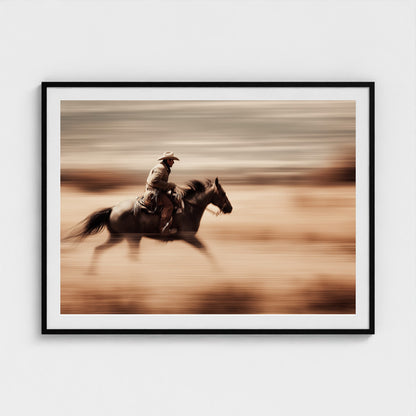 horse-galloping-with-cowboy-in-motion-blur-dramati-a6b5d3dc- 48x36-black frame frame