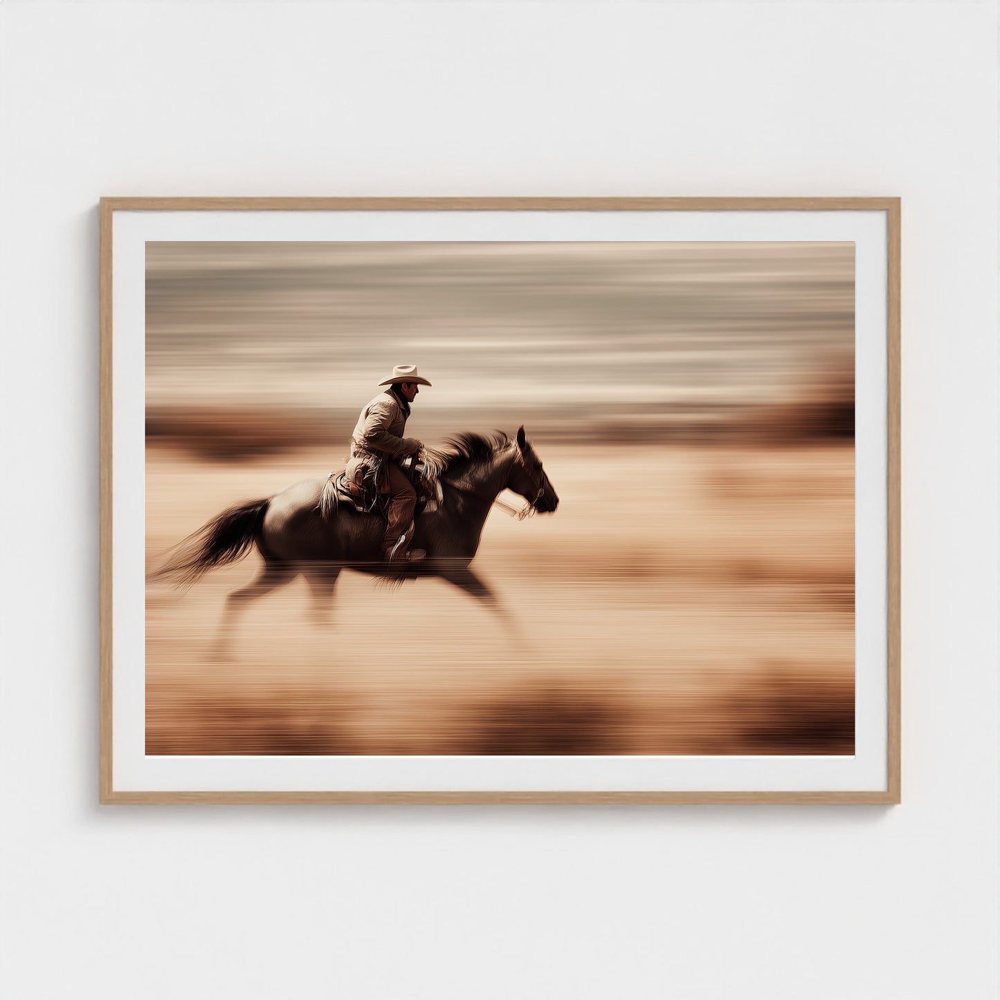 horse-galloping-with-cowboy-in-motion-blur-dramati-a6b5d3dc- 48x36-natural frame frame