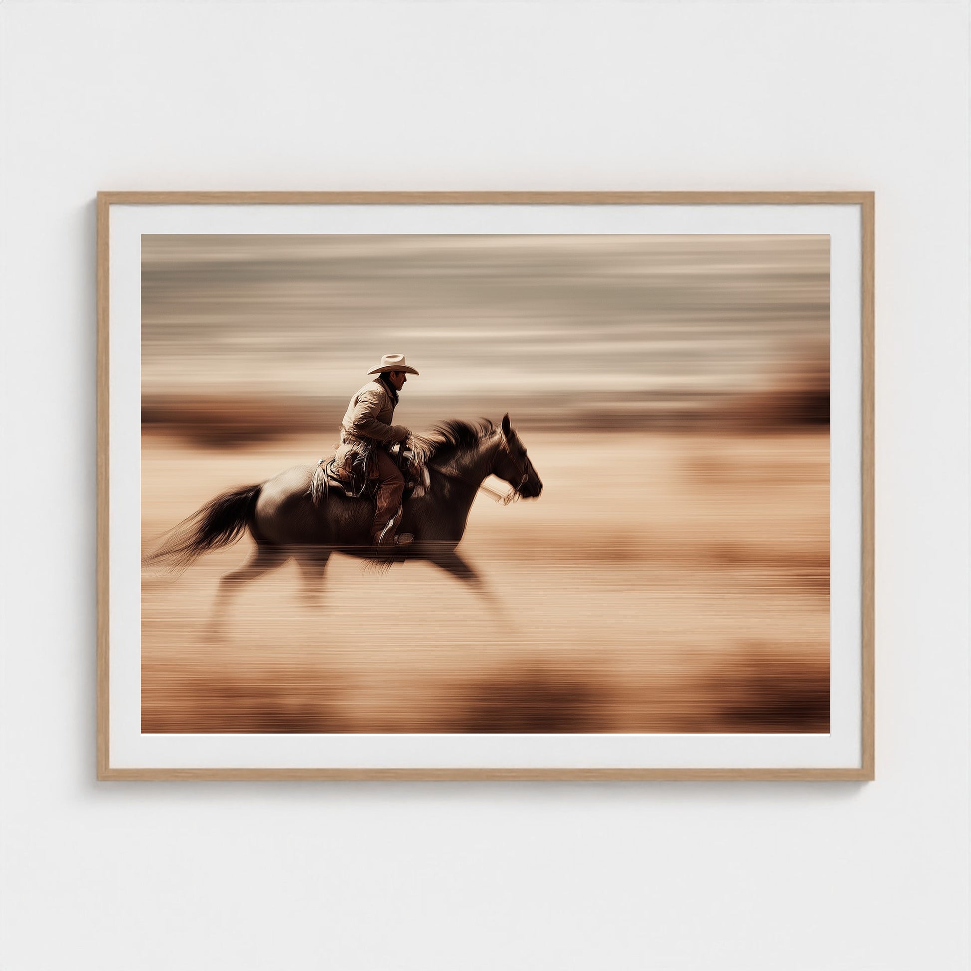 horse-galloping-with-cowboy-in-motion-blur-dramati-a6b5d3dc- 48x36-natural frame frame