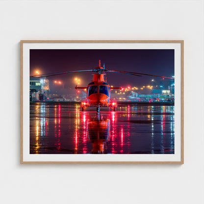 night-apron-with-reflections-wet-runway-reflecti 48x36-natural frame frame