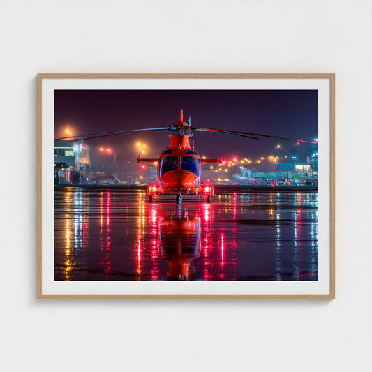 night-apron-with-reflections-wet-runway-reflecti 48x36-natural frame frame