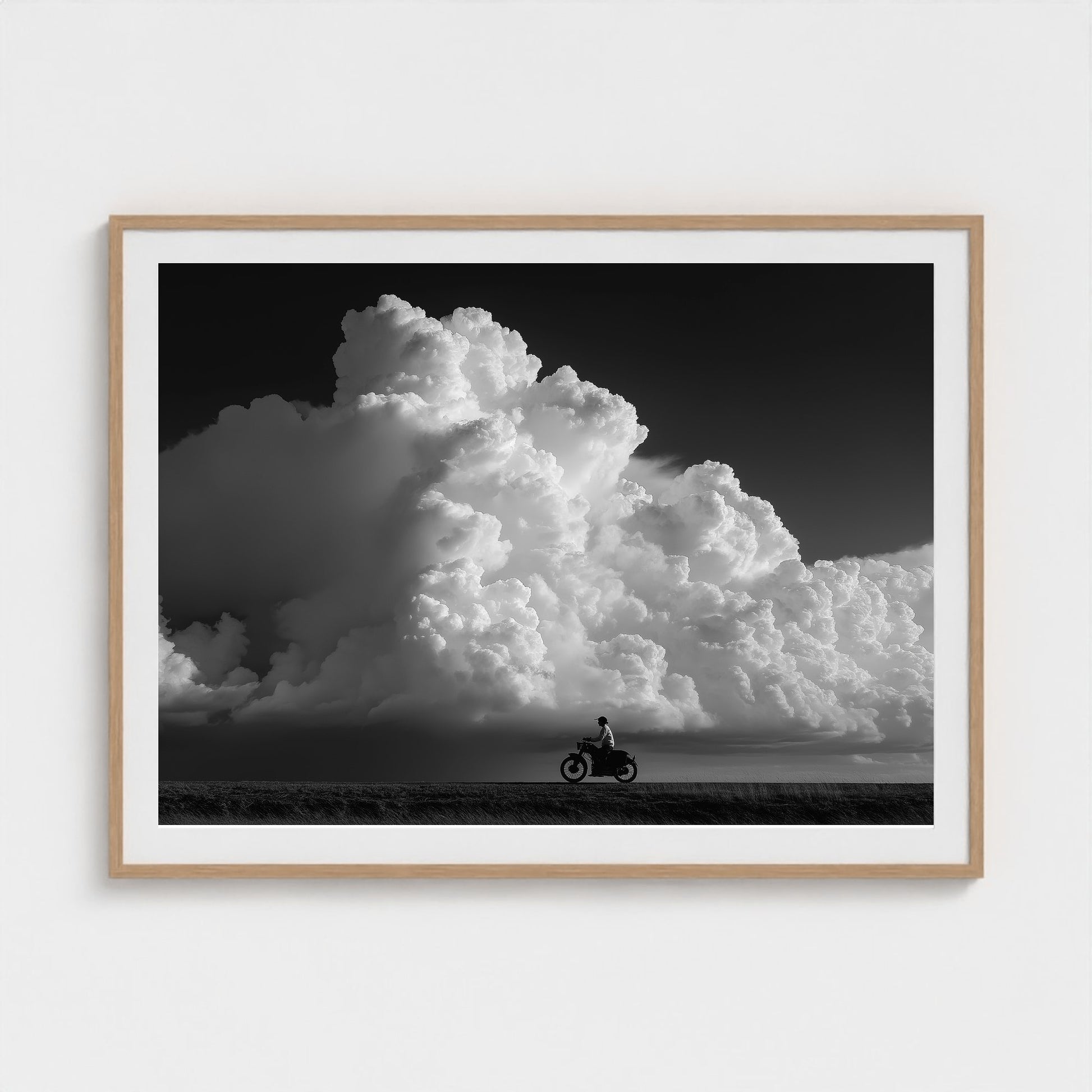 monochrome-thunderhead-build-up-distant-rider-bene-0d9ea2aa- 48x36-natural frame frame