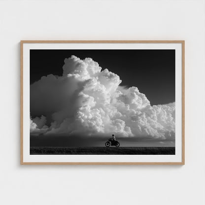 monochrome-thunderhead-build-up-distant-rider-bene-0d9ea2aa- 48x36-natural frame frame