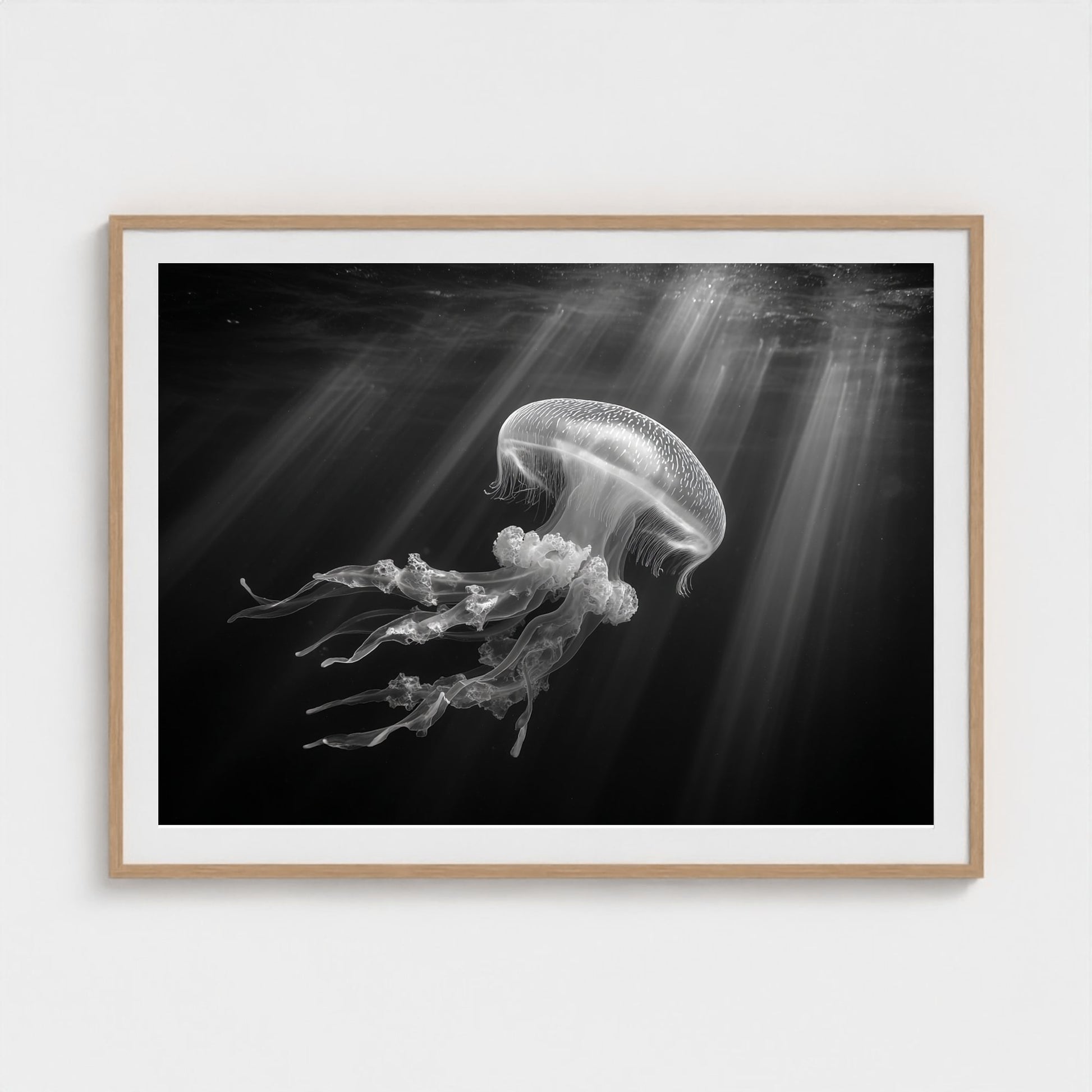 ethereal-bioluminescent-jellyfish-floating-in-de 48x36-natural frame frame