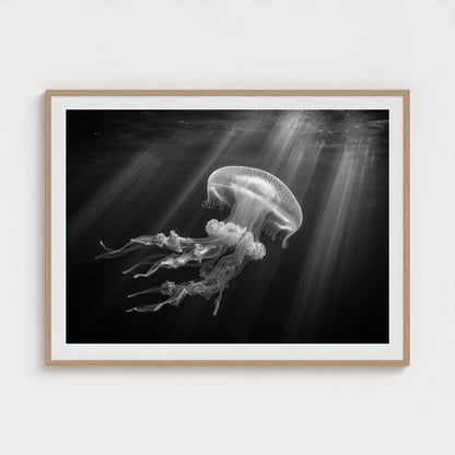 ethereal-bioluminescent-jellyfish-floating-in-de 48x36-natural frame frame