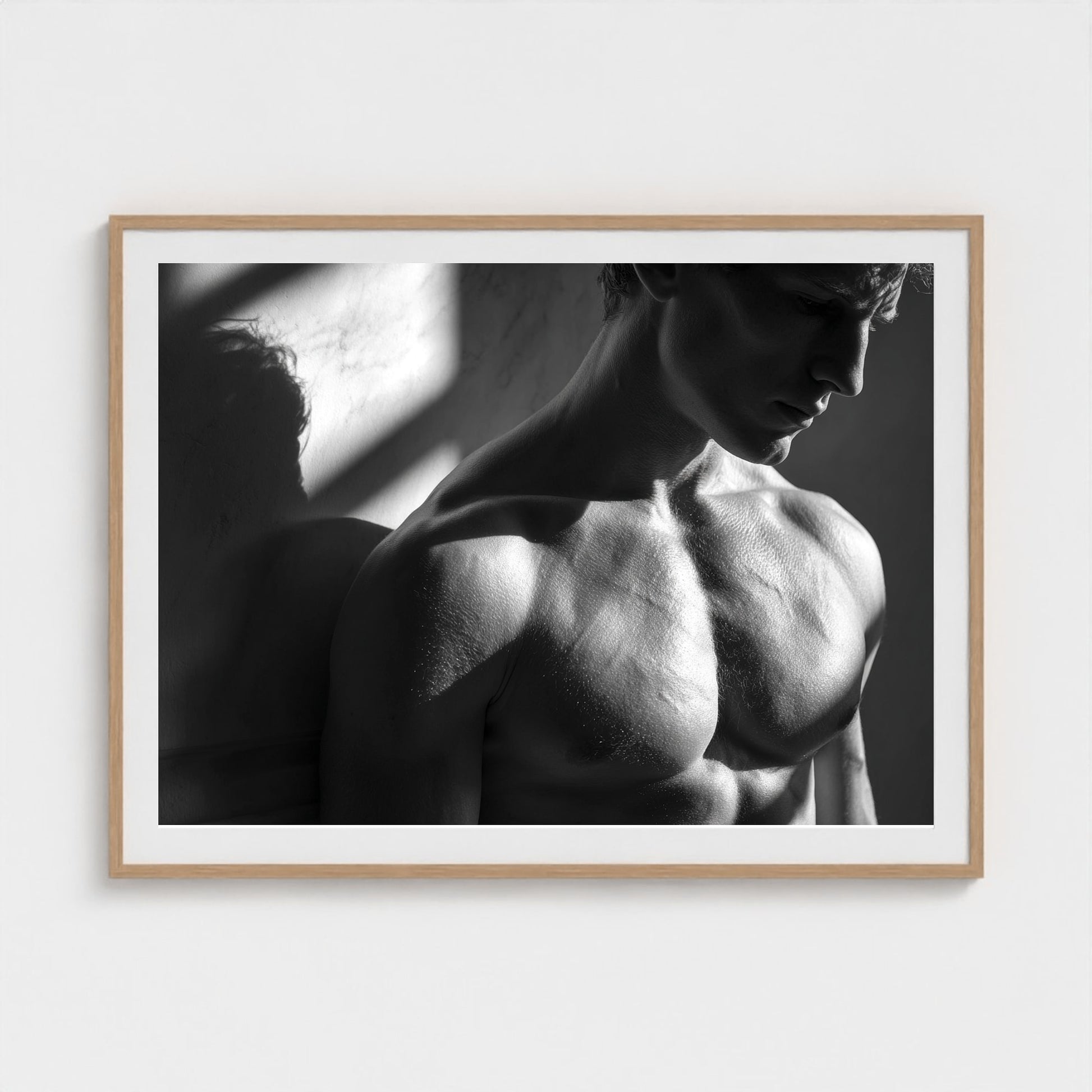 male-torso-study-in-bright-light-sculptural-shad 48x36-natural frame frame