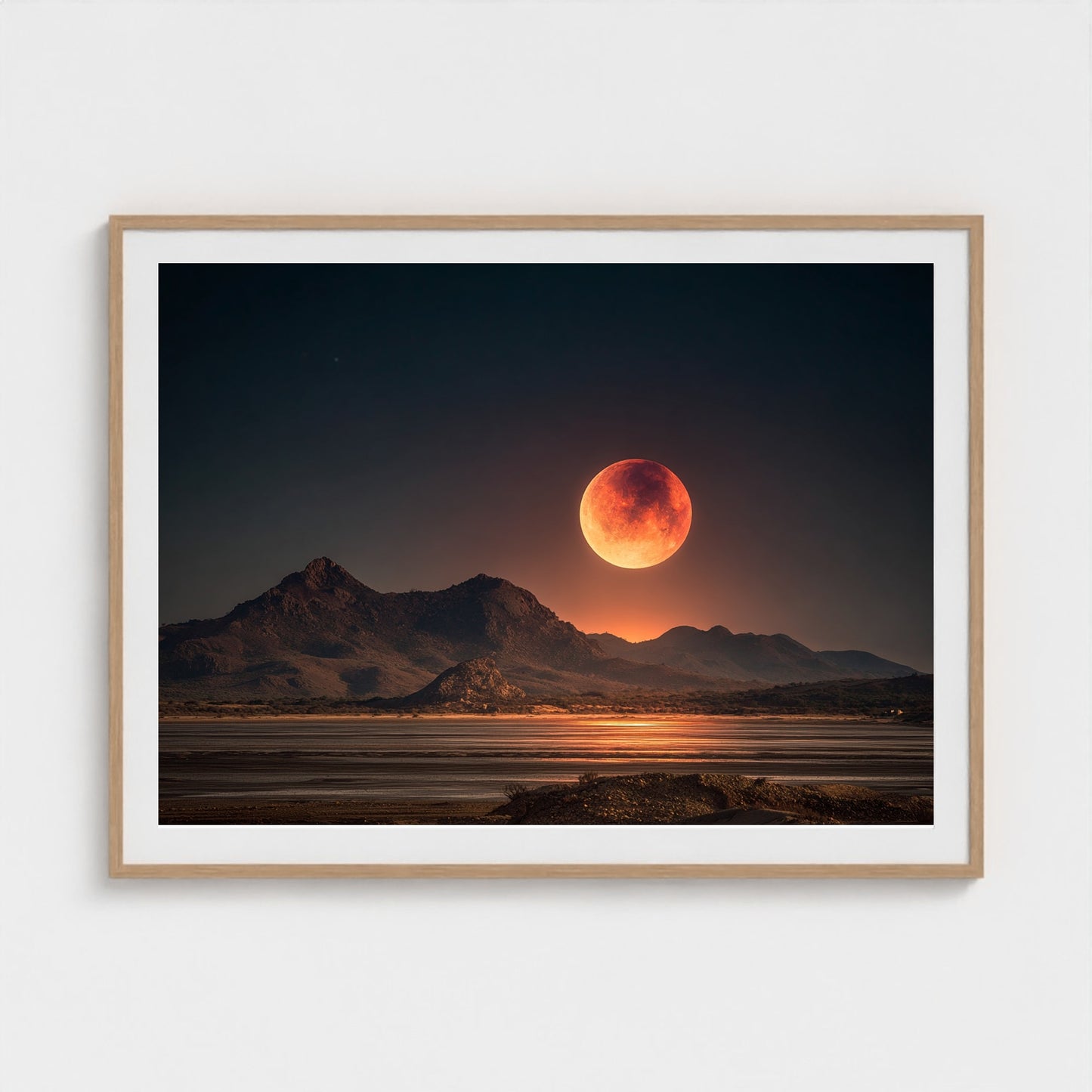 lunar-eclipse-casting-red-glow-over-barren-lands 48x36-natural frame frame
