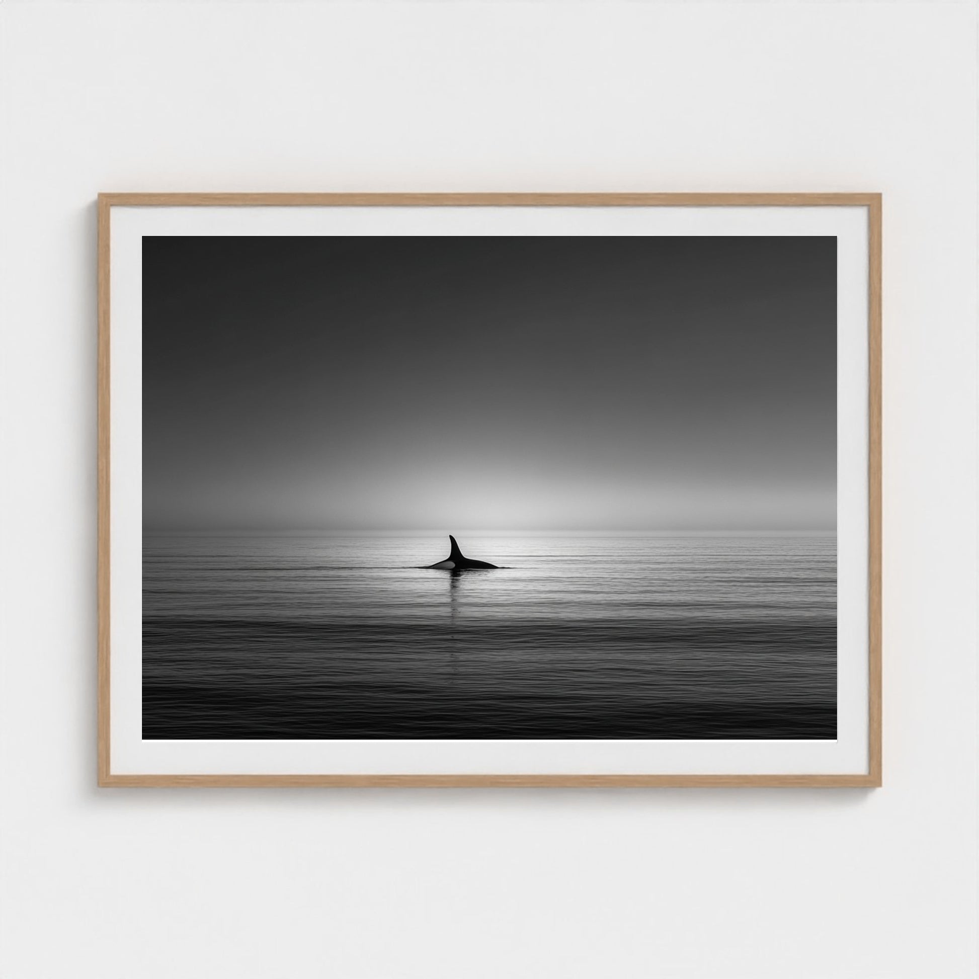 minimalist-negative-space-composition-lone-whale 48x36-natural frame frame