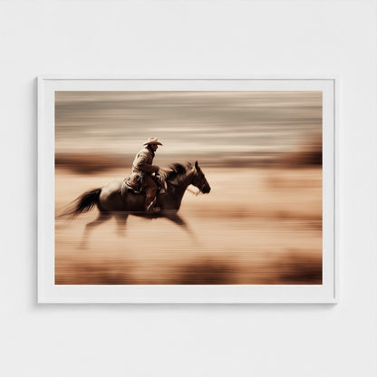 horse-galloping-with-cowboy-in-motion-blur-dramati-a6b5d3dc- 48x36-white frame frame