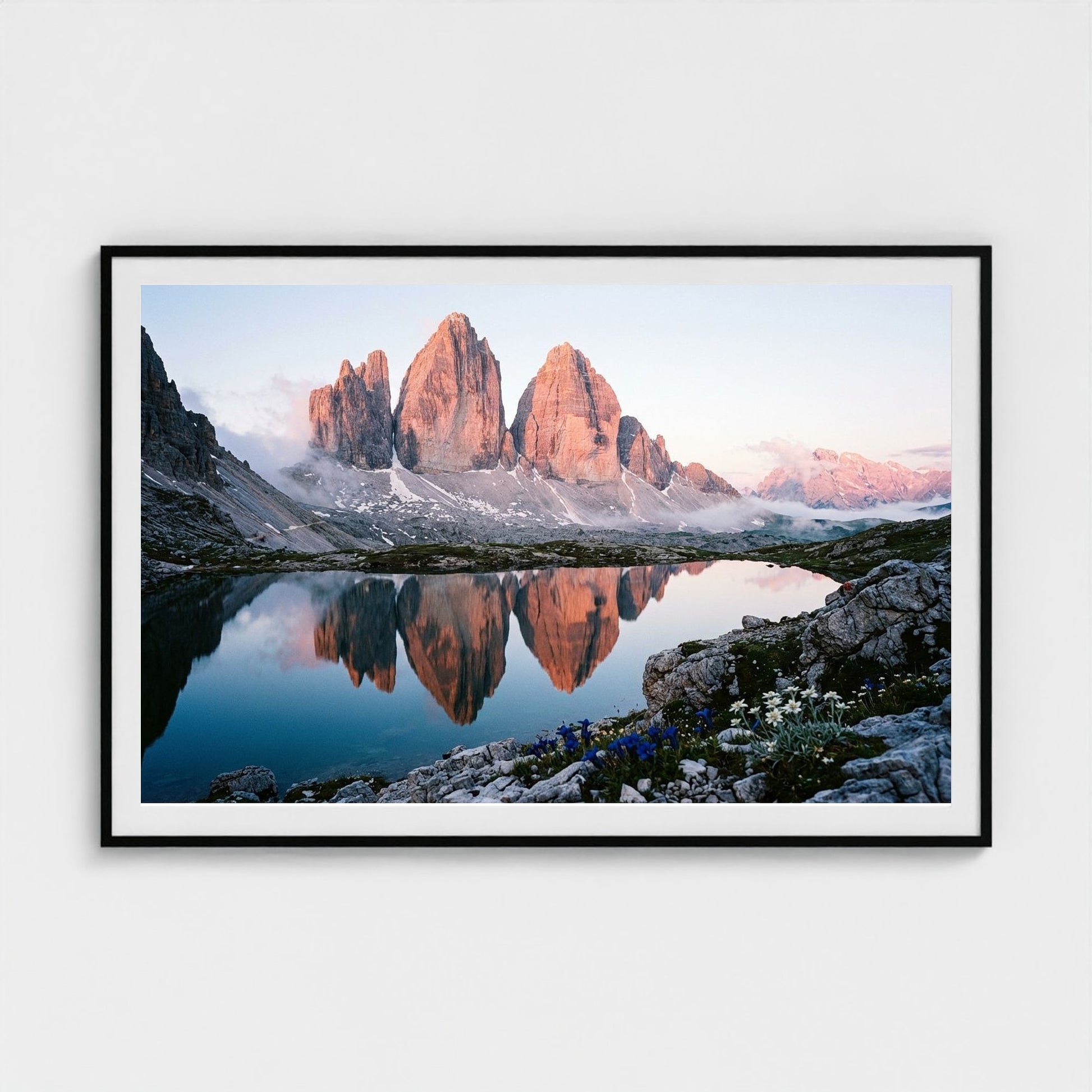 dolomites-dawn 60x40-black frame frame