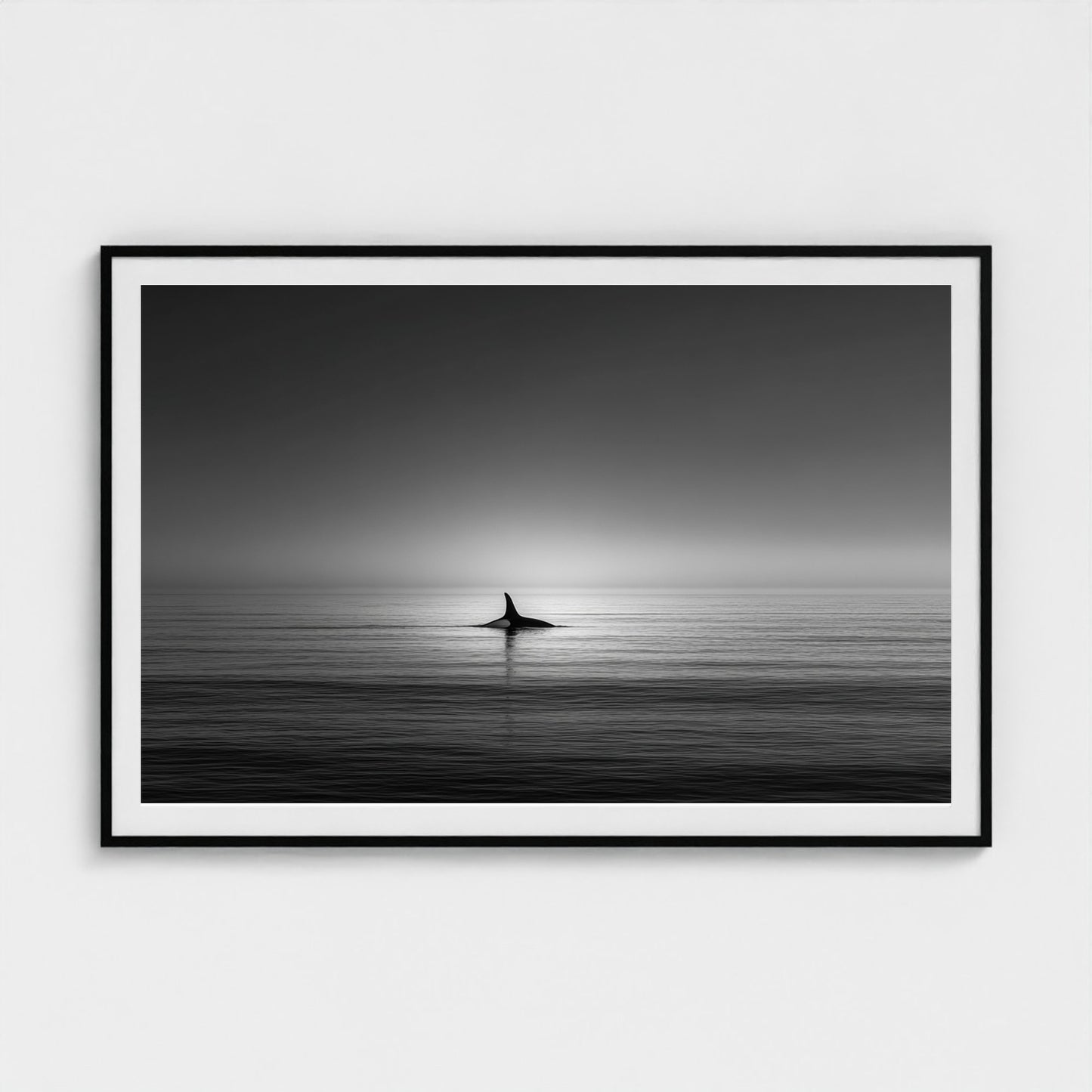 minimalist-negative-space-composition-lone-whale 60x40-black frame frame