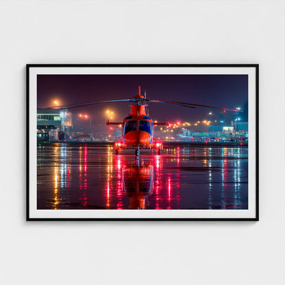 night-apron-with-reflections-wet-runway-reflecti 60x40-black frame frame