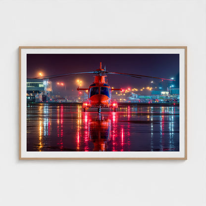 night-apron-with-reflections-wet-runway-reflecti 60x40-natural frame frame