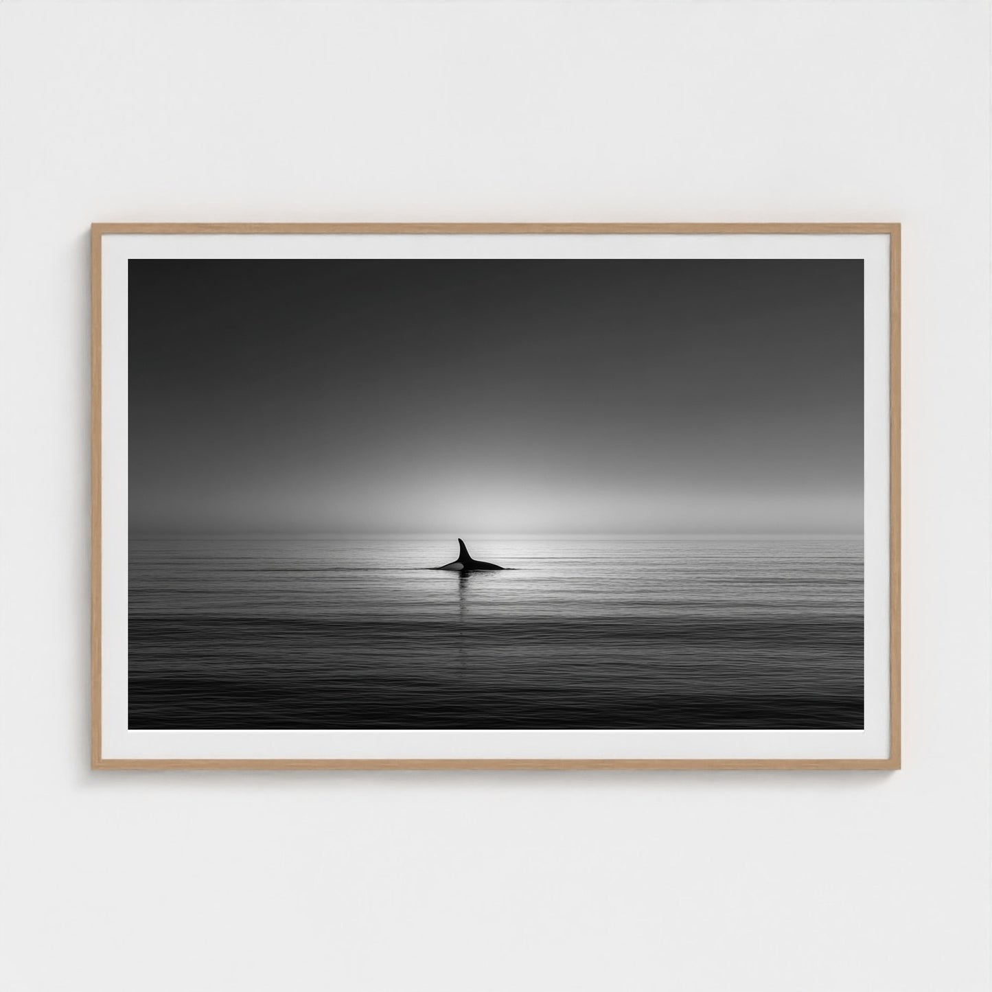 minimalist-negative-space-composition-lone-whale 60x40-natural frame frame