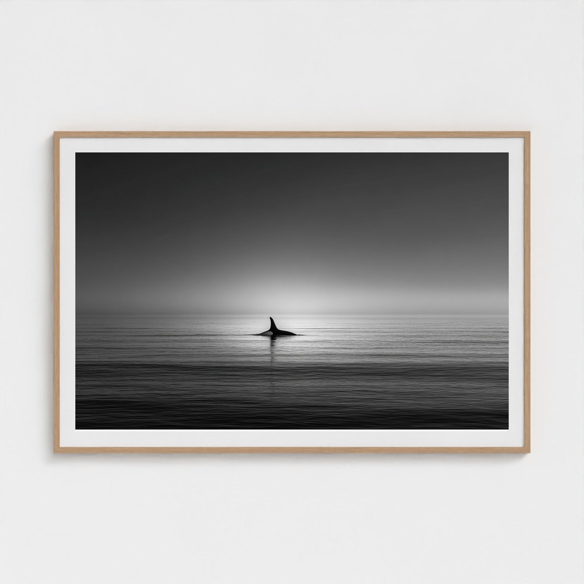minimalist-negative-space-composition-lone-whale 60x40-natural frame frame