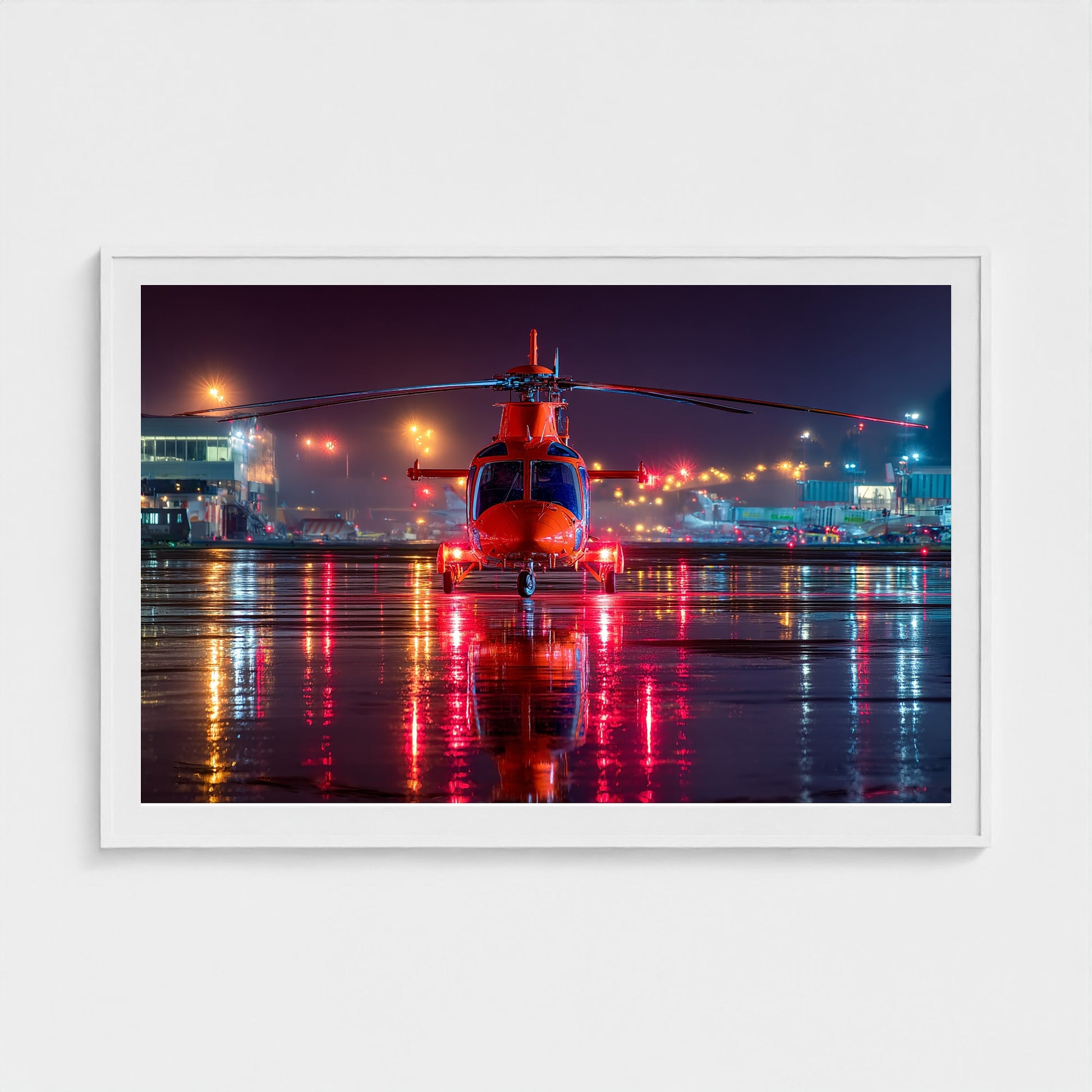 night-apron-with-reflections-wet-runway-reflecti 60x40-white frame frame