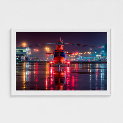 night-apron-with-reflections-wet-runway-reflecti 60x40-white frame frame