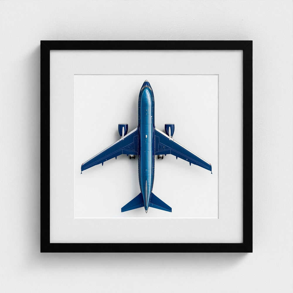 Modern Airplane Photography Print — Minimalist Jet Blue Aircraft Giclée on Archival Paper