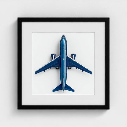Modern Airplane Photography Print — Minimalist Jet Blue Aircraft Giclée on Archival Paper