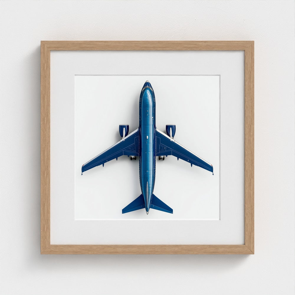 Modern Airplane Photography Print — Minimalist Jet Blue Aircraft Giclée on Archival Paper