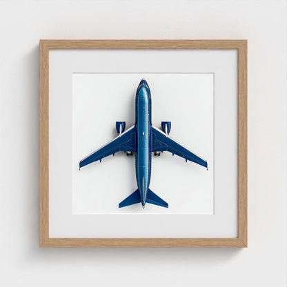 Modern Airplane Photography Print — Minimalist Jet Blue Aircraft Giclée on Archival Paper