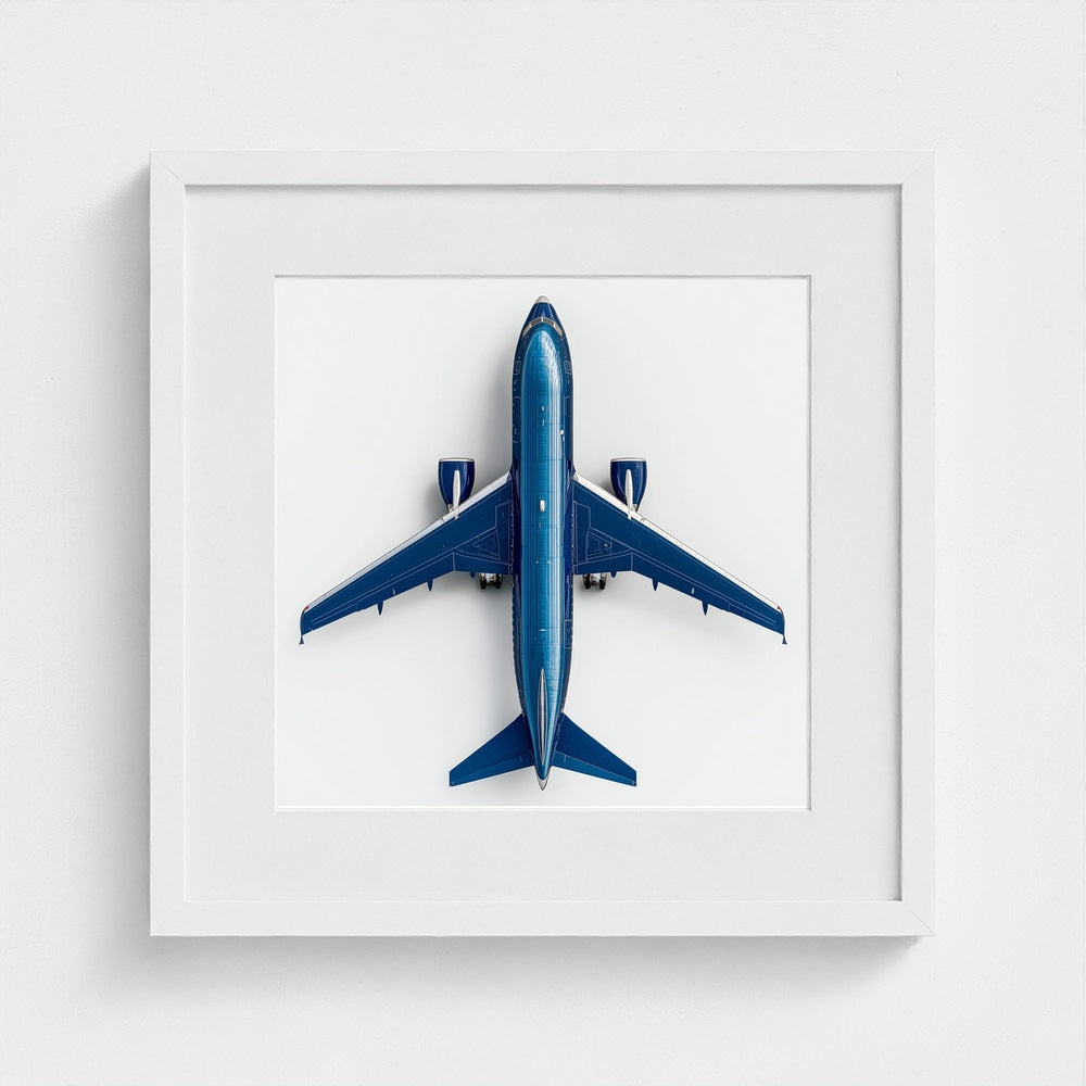 Modern Airplane Photography Print — Minimalist Jet Blue Aircraft Giclée on Archival Paper