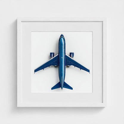 Modern Airplane Photography Print — Minimalist Jet Blue Aircraft Giclée on Archival Paper