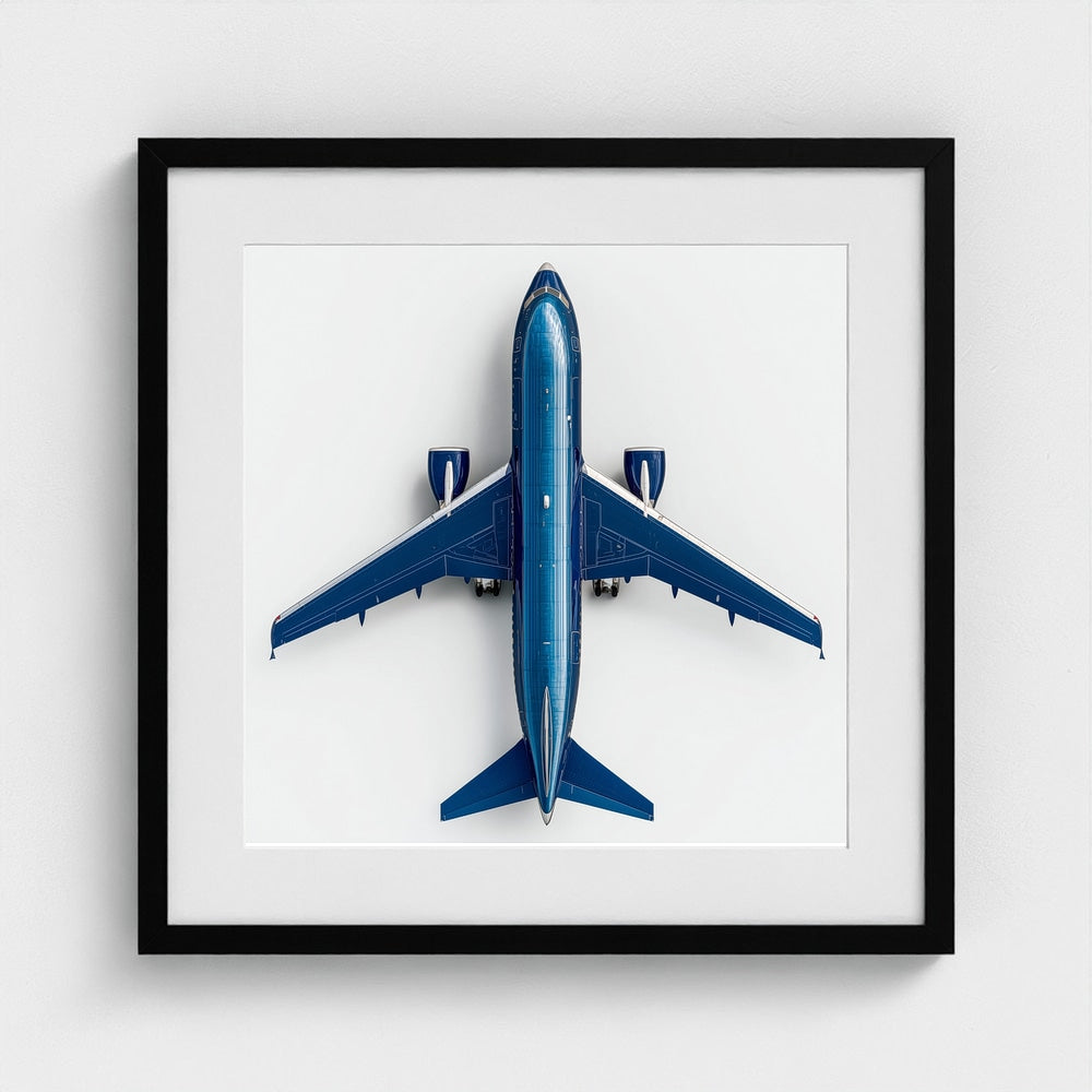 Modern Airplane Photography Print — Minimalist Jet Blue Aircraft Giclée on Archival Paper