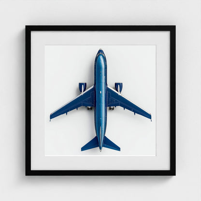 Modern Airplane Photography Print — Minimalist Jet Blue Aircraft Giclée on Archival Paper