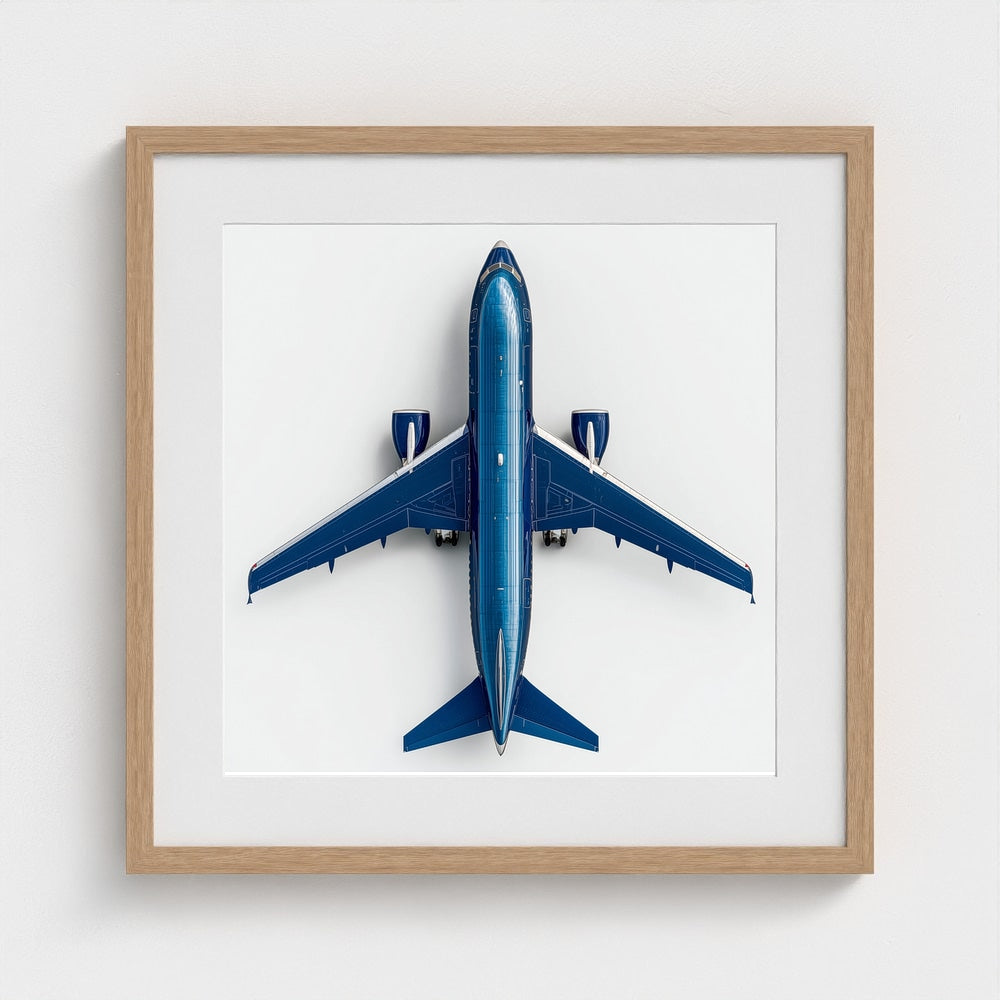 Modern Airplane Photography Print — Minimalist Jet Blue Aircraft Giclée on Archival Paper