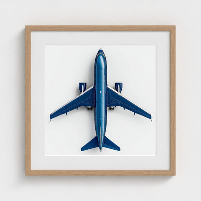 Modern Airplane Photography Print — Minimalist Jet Blue Aircraft Giclée on Archival Paper
