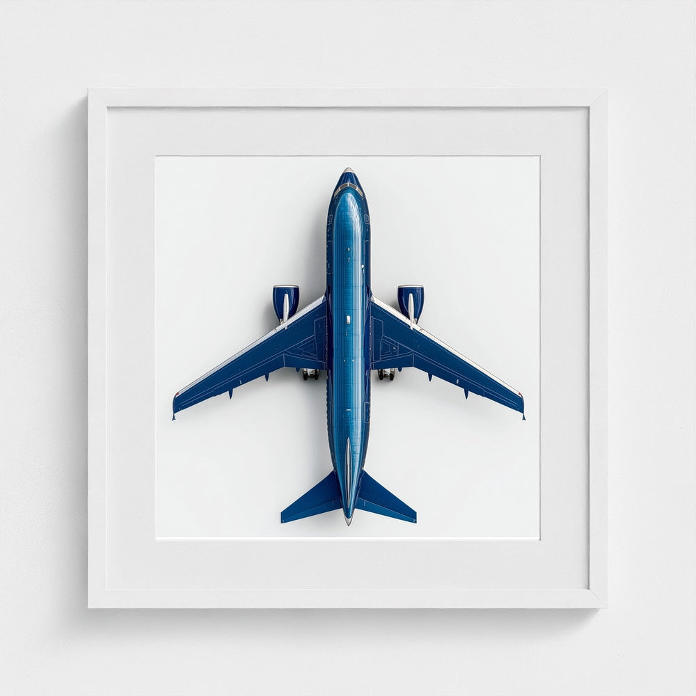 Modern Airplane Photography Print — Minimalist Jet Blue Aircraft Giclée on Archival Paper