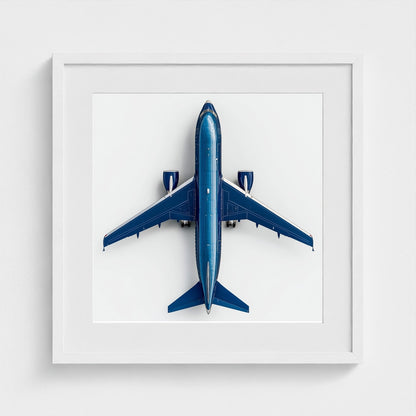 Modern Airplane Photography Print — Minimalist Jet Blue Aircraft Giclée on Archival Paper