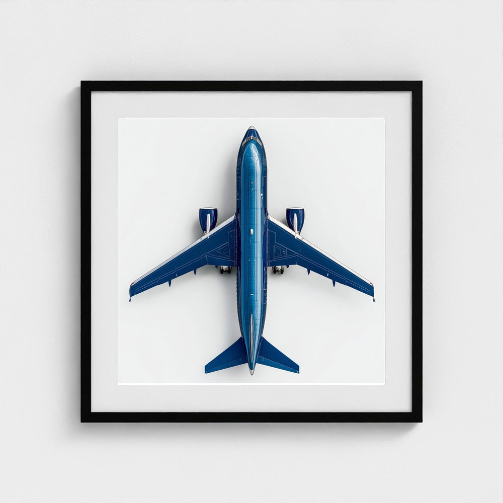 Modern Airplane Photography Print — Minimalist Jet Blue Aircraft Giclée on Archival Paper