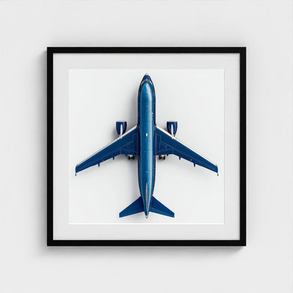 Modern Airplane Photography Print — Minimalist Jet Blue Aircraft Giclée on Archival Paper