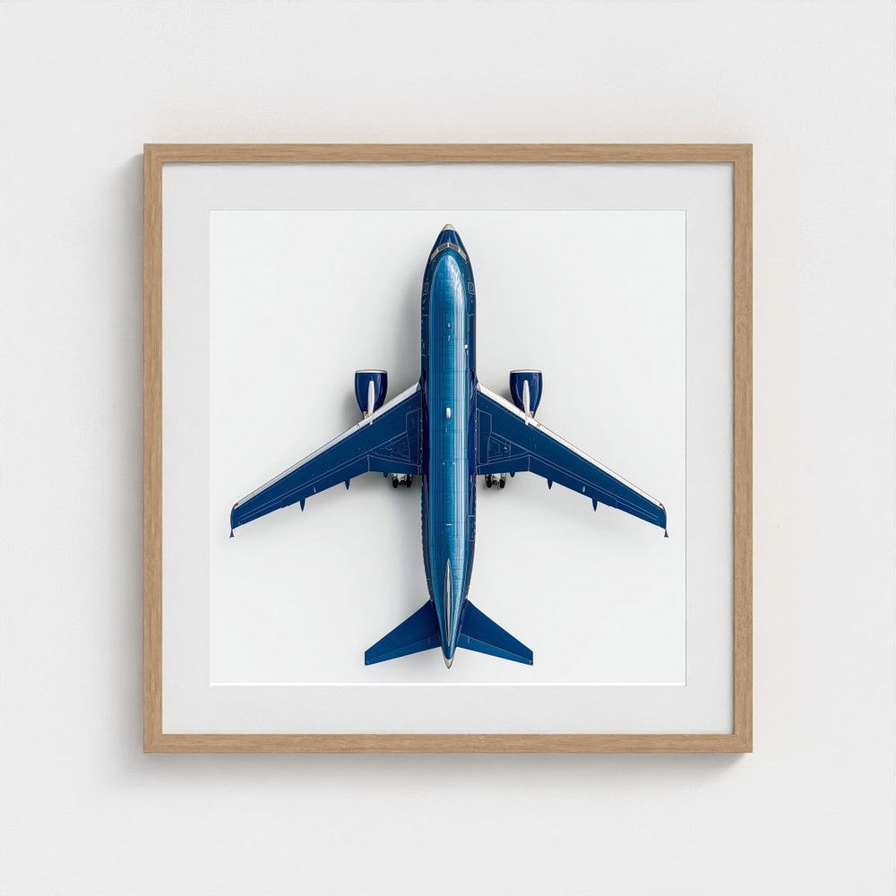 Modern Airplane Photography Print — Minimalist Jet Blue Aircraft Giclée on Archival Paper