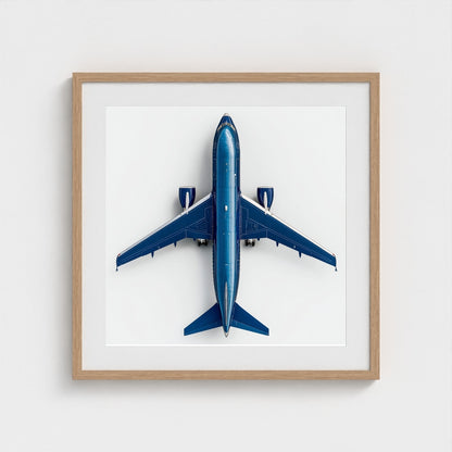 Modern Airplane Photography Print — Minimalist Jet Blue Aircraft Giclée on Archival Paper