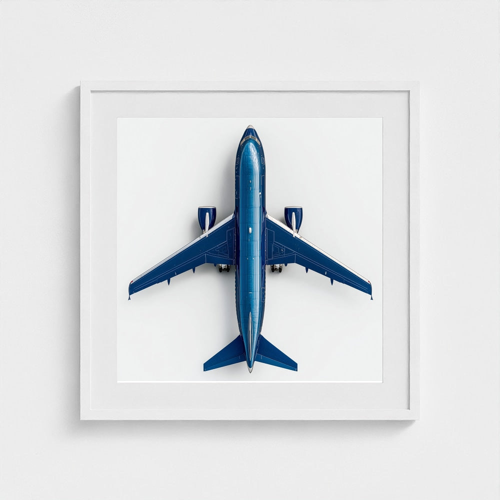 Modern Airplane Photography Print — Minimalist Jet Blue Aircraft Giclée on Archival Paper