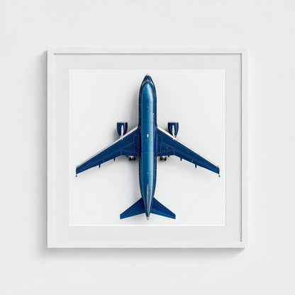 Modern Airplane Photography Print — Minimalist Jet Blue Aircraft Giclée on Archival Paper