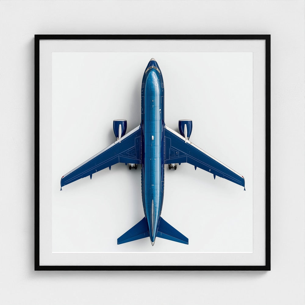 Modern Airplane Photography Print — Minimalist Jet Blue Aircraft Giclée on Archival Paper