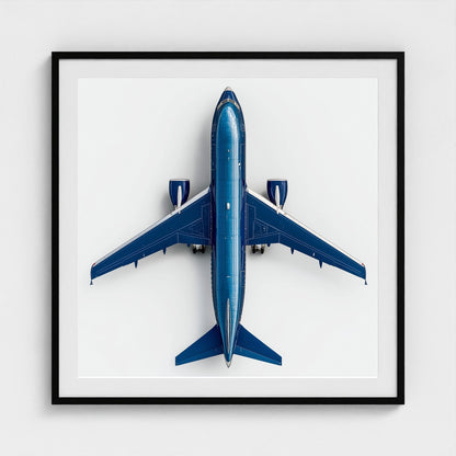 Modern Airplane Photography Print — Minimalist Jet Blue Aircraft Giclée on Archival Paper