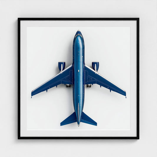 Modern Airplane Photography Print — Minimalist Jet Blue Aircraft Giclée on Archival Paper