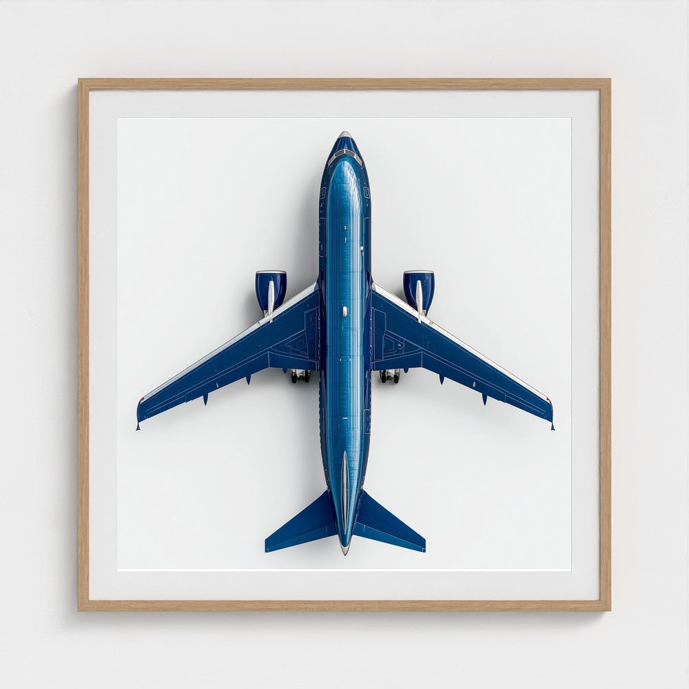 Modern Airplane Photography Print — Minimalist Jet Blue Aircraft Giclée on Archival Paper