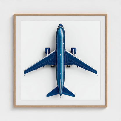 Modern Airplane Photography Print — Minimalist Jet Blue Aircraft Giclée on Archival Paper